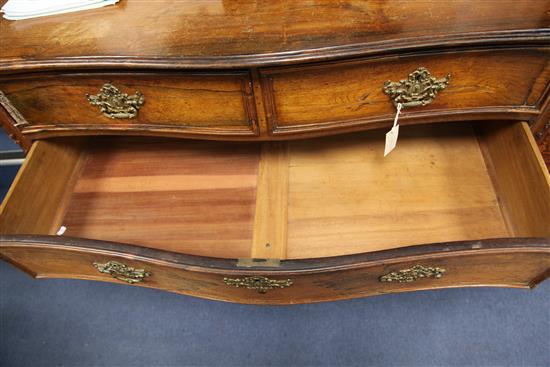 A 19th century Indo Portuguese rosewood serpentine commode, W.4ft 1in.